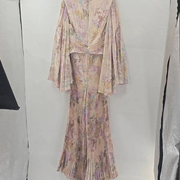 Significant Other Floral Pleated Jumpsuit with Dramatic Sleeves